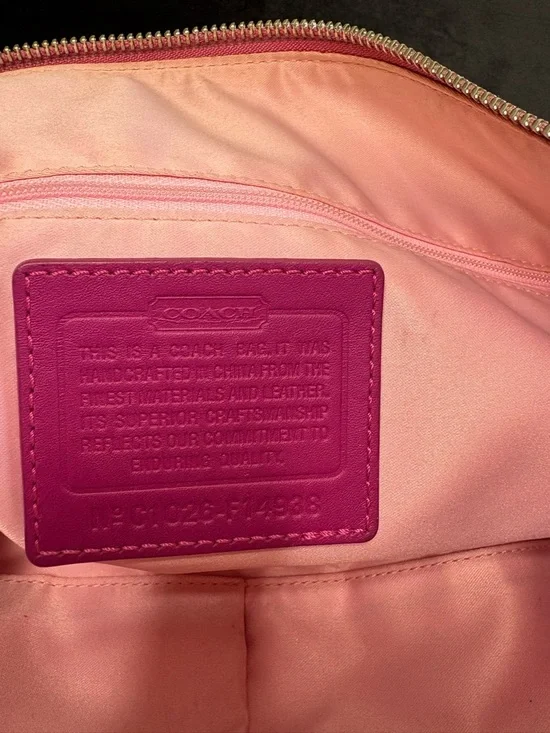 Coach Rare Laura Signature Canvas Leather Should Bag Vibrant Pink - Picture 12 of 16